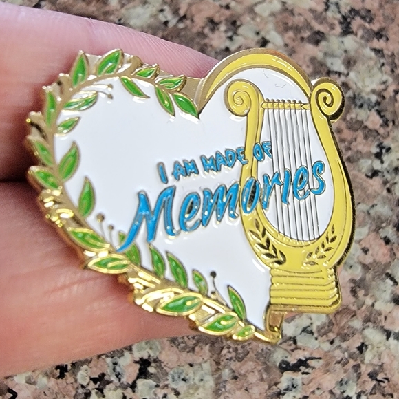 *2 for $13* "I am Made of Memories" Harp Instrument Heart Design Enamel Pin - Picture 3 of 3